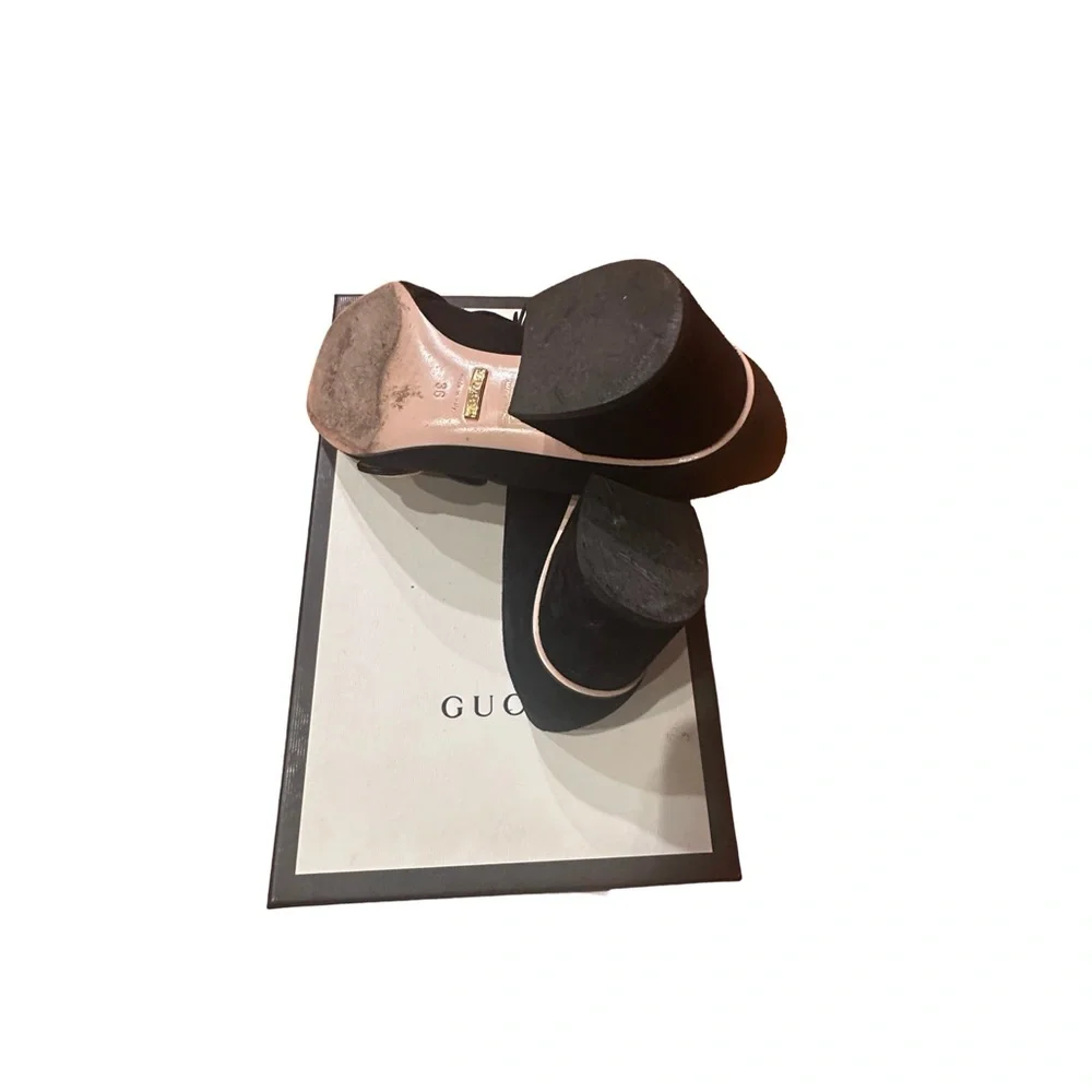 Gucci Black Suede Fringe Loafers with Gold GG Hardware - Picture 5 of 6